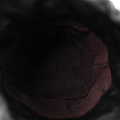 Lambskin Bucket Chain Drawstring Bag Black