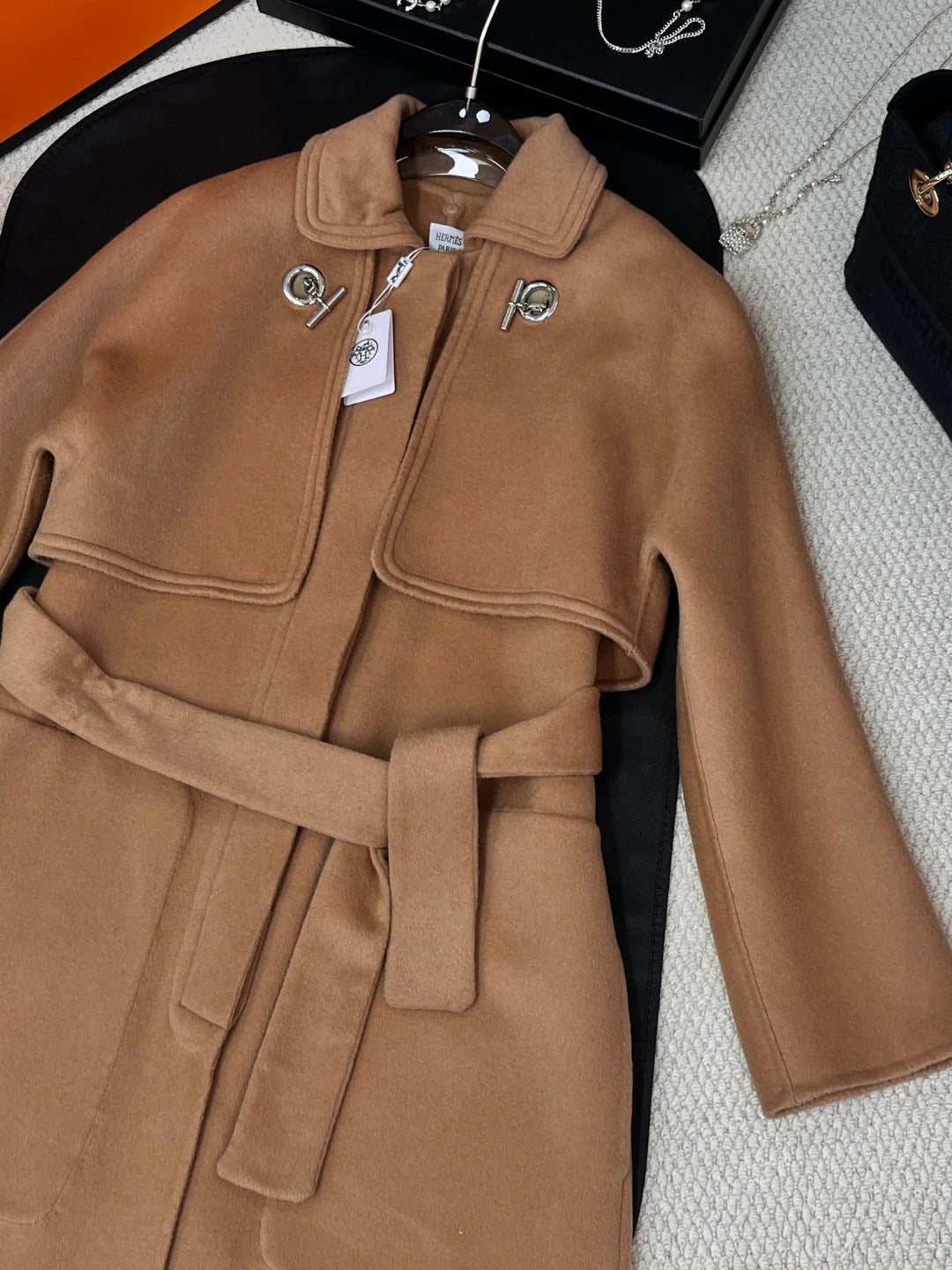 HERMES 25S REVERSIBLE LONG CASHMERE COAT 242