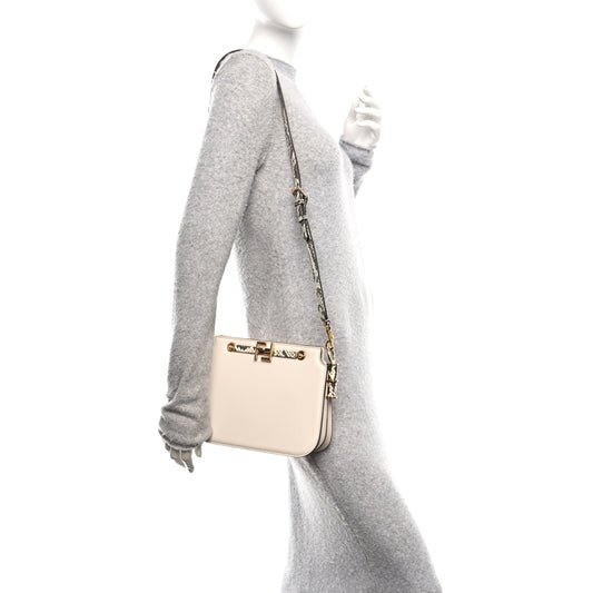 Vitello King Snakeskin Embossed Luxor Fendi Touch Shoulder Bag Camelia Daisy Roccia