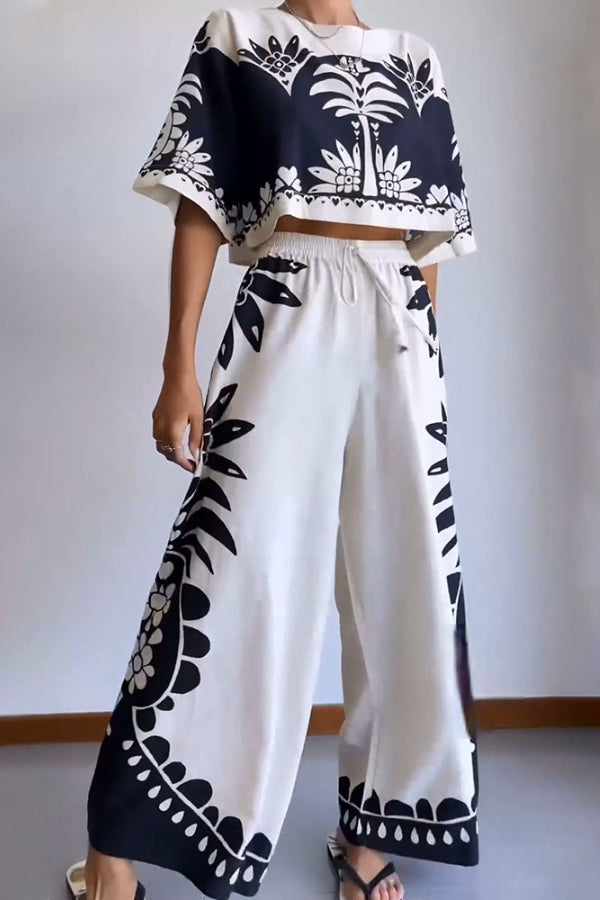 Conjunto de dos piezas con estampado exótico de vacaciones 