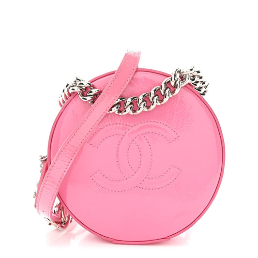Glazed Calfskin Round As Earth Evening Bag Pink