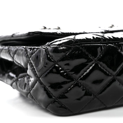 Patent Quilted Medium Double Flap Black