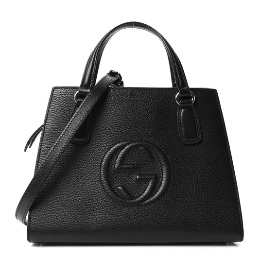 Dollar Calfskin Medium Soho Top Handle Satchel Black