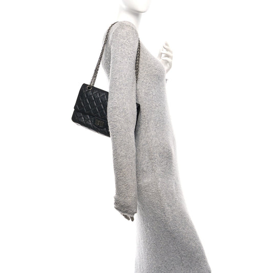 Aged Calfskin Quilted 2.55 Reissue 225 Flap Black