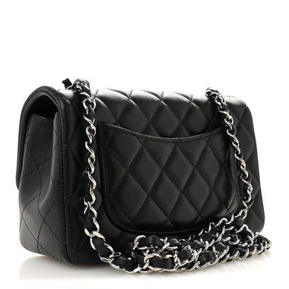 Lambskin Quilted Mini Rectangular Flap Black