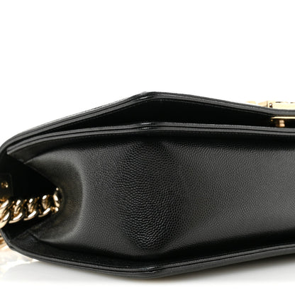Caviar Chevron Quilted Medium Boy Flap Black
