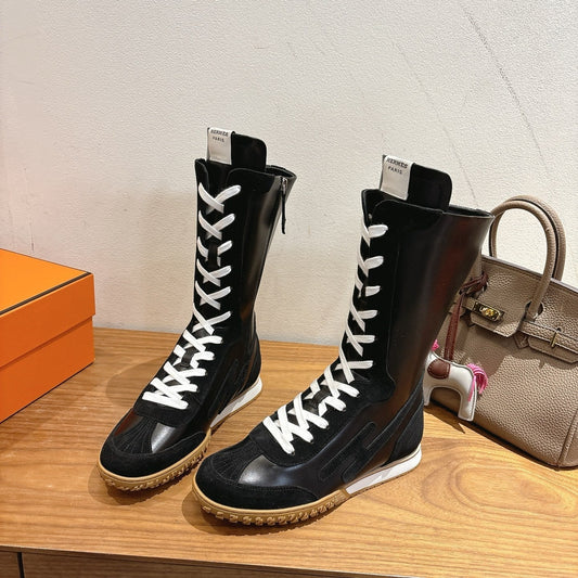 HM Lace Up Sneaker Black Suede Calfskin