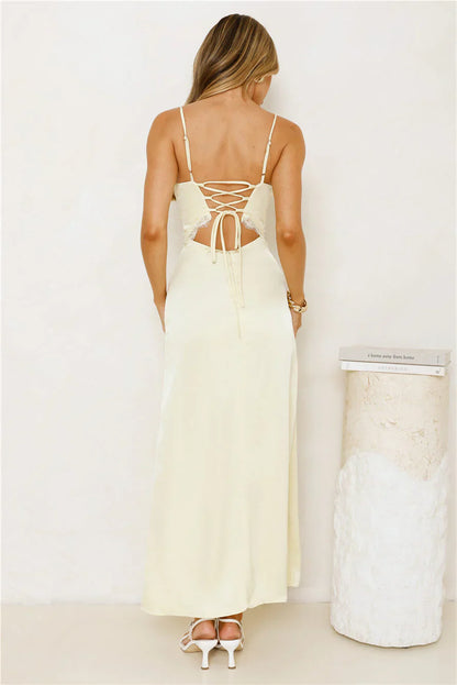 Softly In Season Satin Maxi Dress
