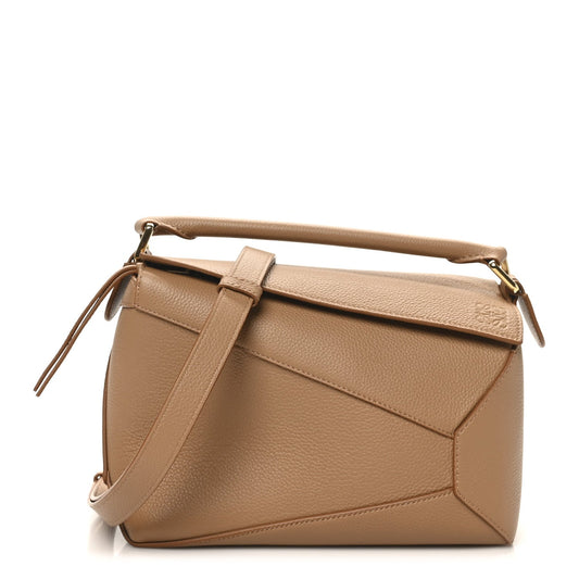 Grained Calfskin Small Puzzle Edge Bag Toffee