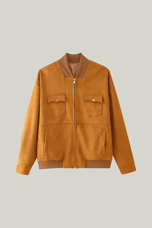 Chaqueta de ante con hombros caídos 
