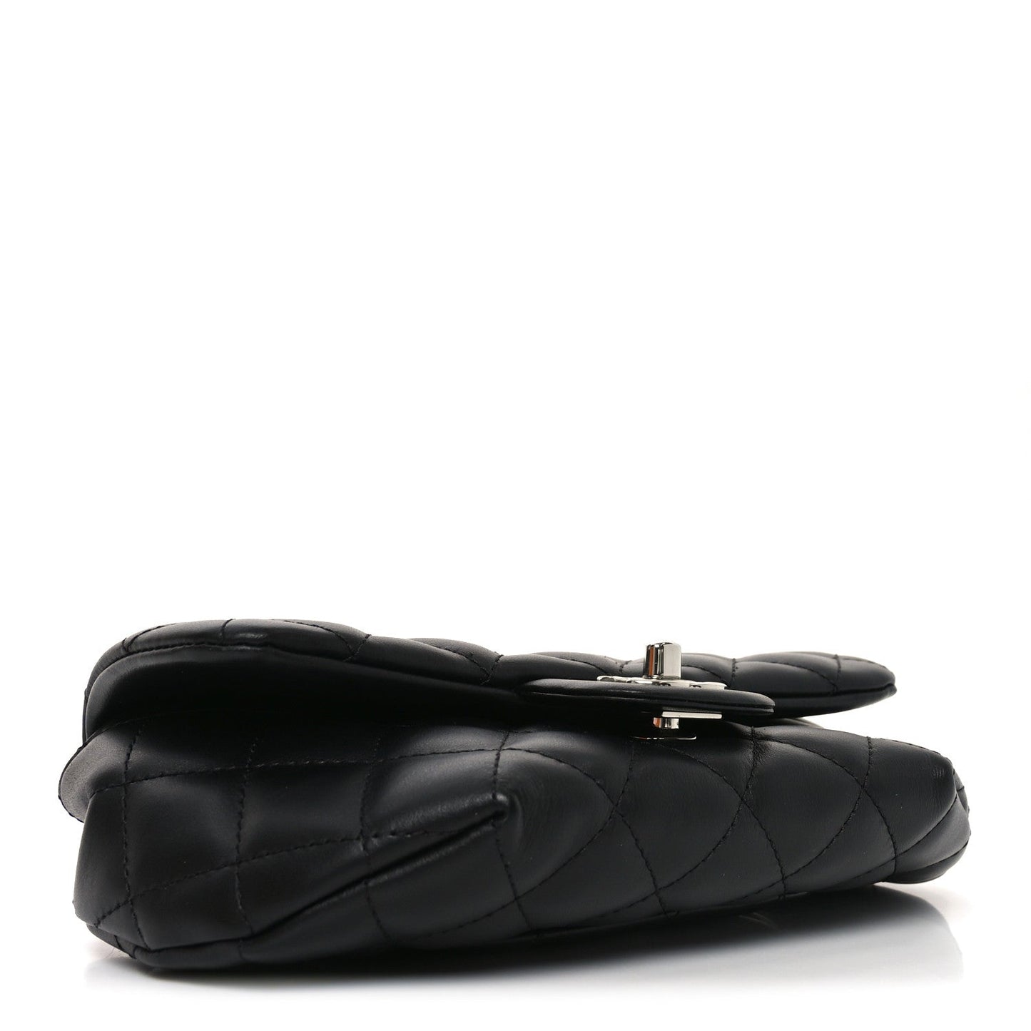 Calfskin Quilted CC Uniform Flap Belt Bag Black