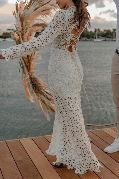Vestido largo con espalda de crochet y cordones Forever Sunsets