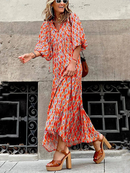 Bohemian Breeze - Printed Maxi Dress