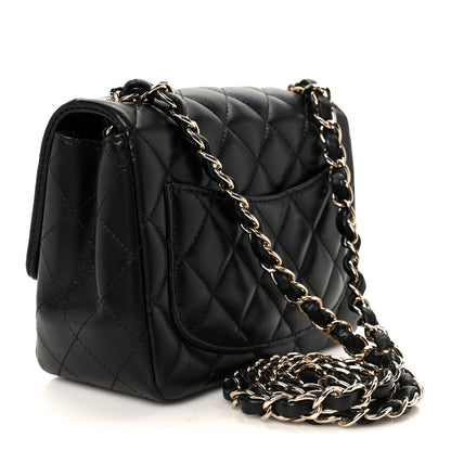 Lambskin Quilted Mini Square Flap Black