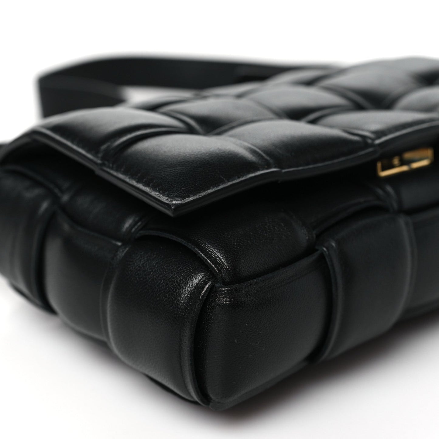 Nappa Maxi Intreccio Small Padded Cassette Crossbody Bag Black