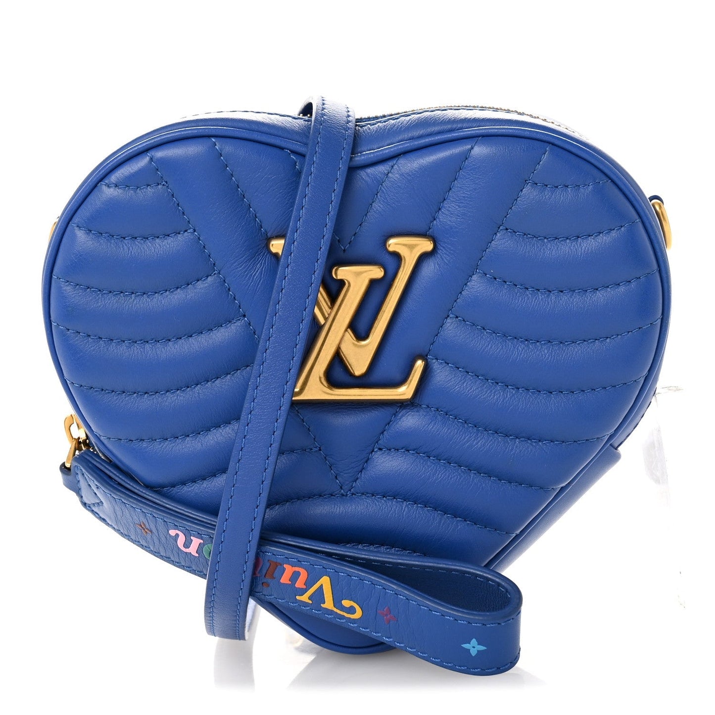Calfskin New Wave Heart Bag Bleu Neon
