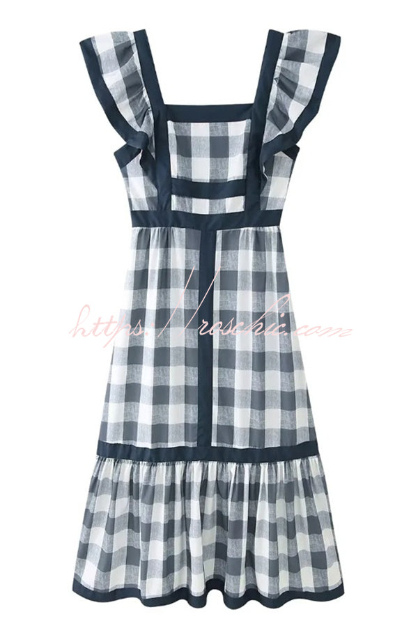 Contrast Paneled Sleeveless Square-neck Maxi Dress