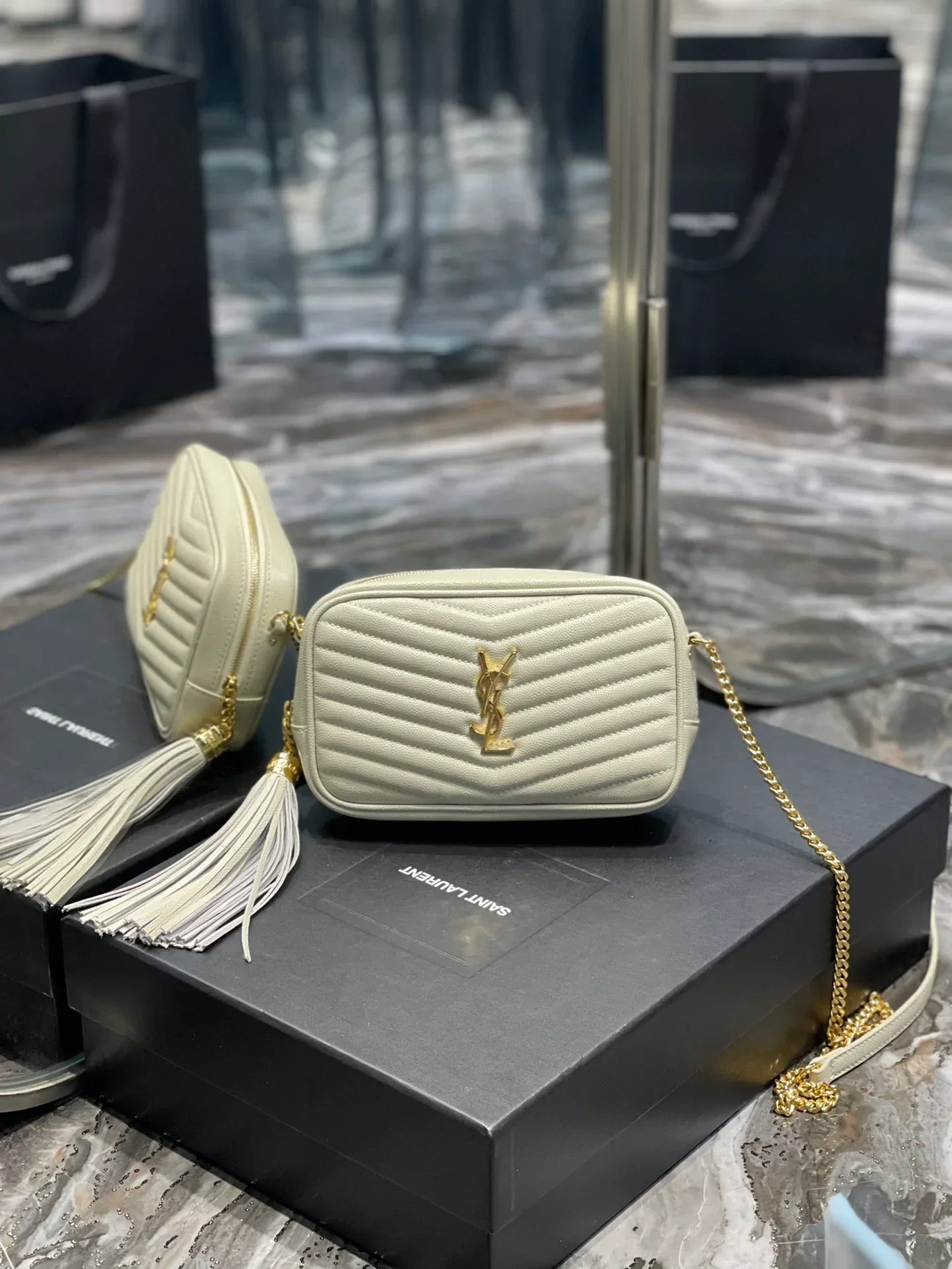 Ysl Loulou Mini Camera Bag 18cm White