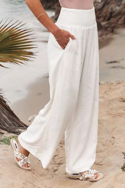 Pantalones fruncidos con bolsillos de mezcla de lino Fresh Air