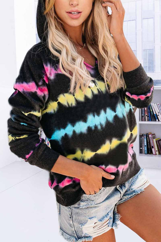 Sudadera informal con capucha y estampado de rayas de colores