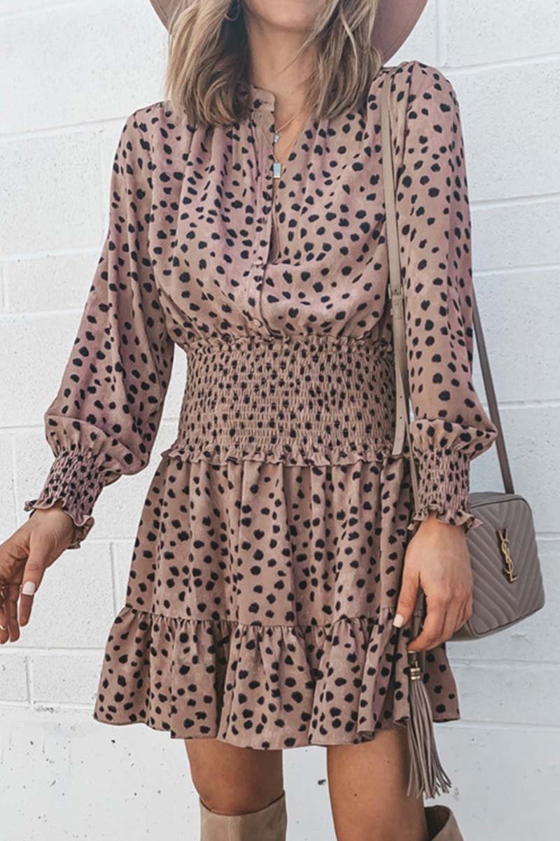 Printing Spotted Dress with Belt