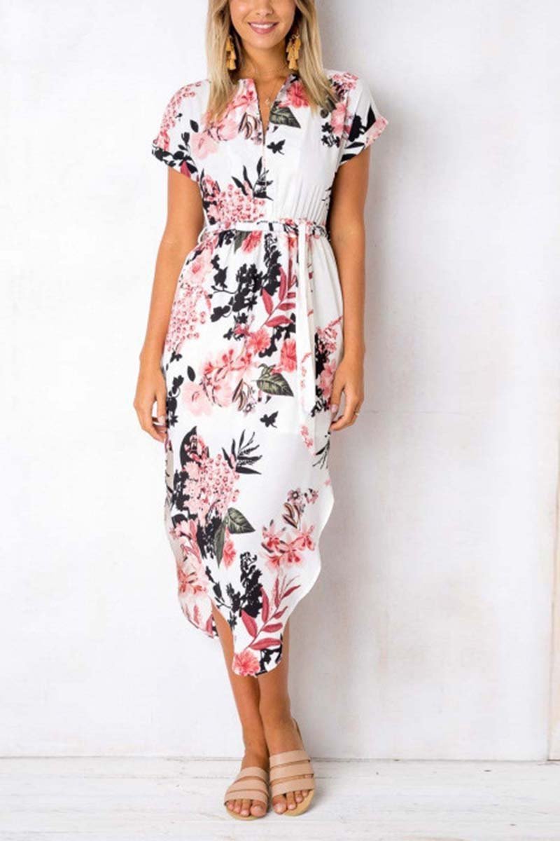 Vestido midi asimétrico con estampado moderno (4 colores)