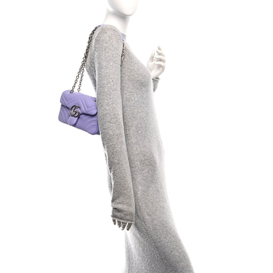 Lambskin Matelasse Small GG Marmont Shoulder Bag Lapis