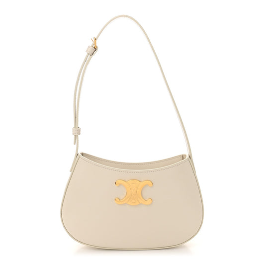 Shiny Calfskin Medium Tilly Triomphe Shoulder Bag Rice