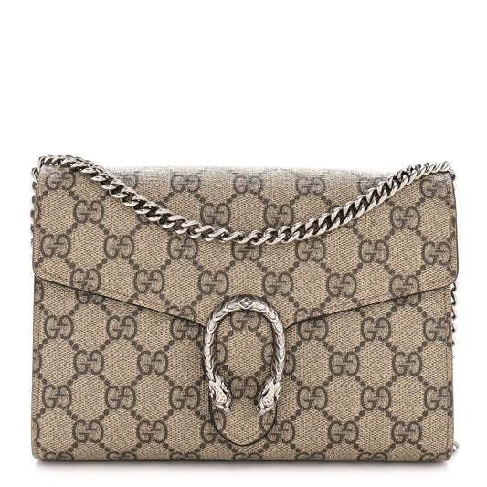 GG Supreme Monogram Mini Dionysus Chain Wallet Beige Taupe