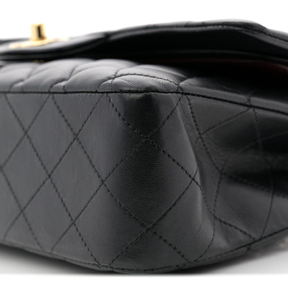 Lambskin Quilted Medium Double Flap Black