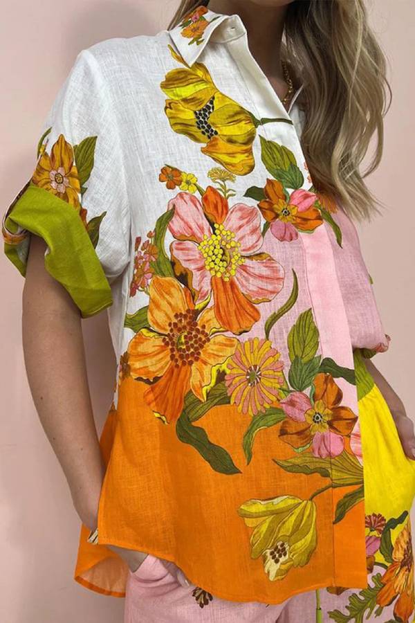 Conjunto de dos piezas con estampado floral apasionado