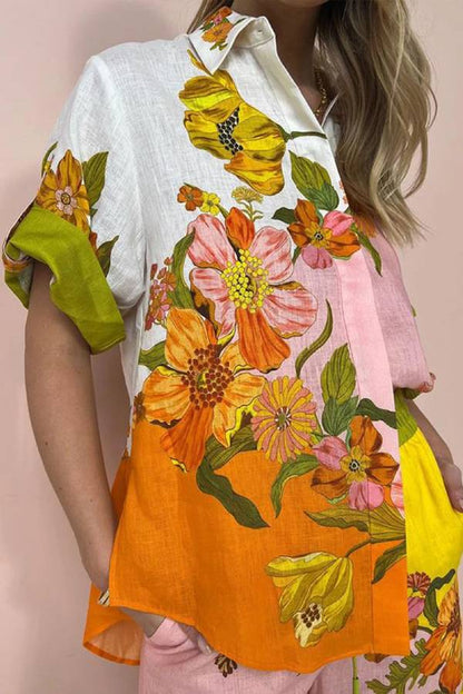 Conjunto de dos piezas con estampado floral apasionado