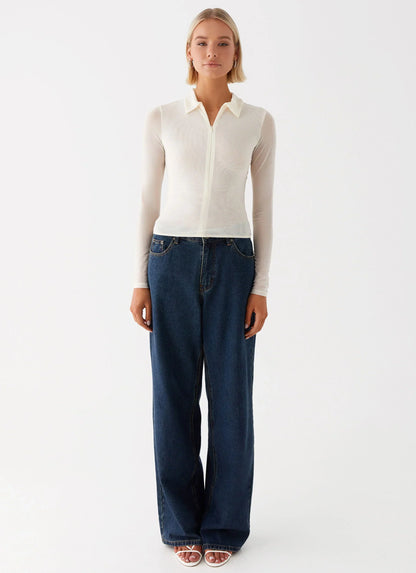 Lorna Zip Up Shirt - Ivory