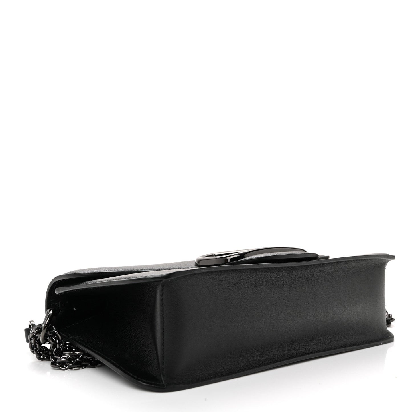 Calfskin Monochrome Vlogo Loco Shoulder Bag Black
