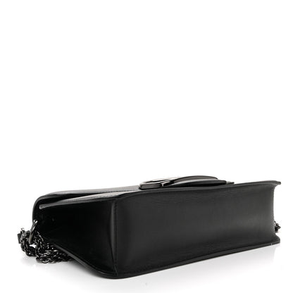 Calfskin Monochrome Vlogo Loco Shoulder Bag Black