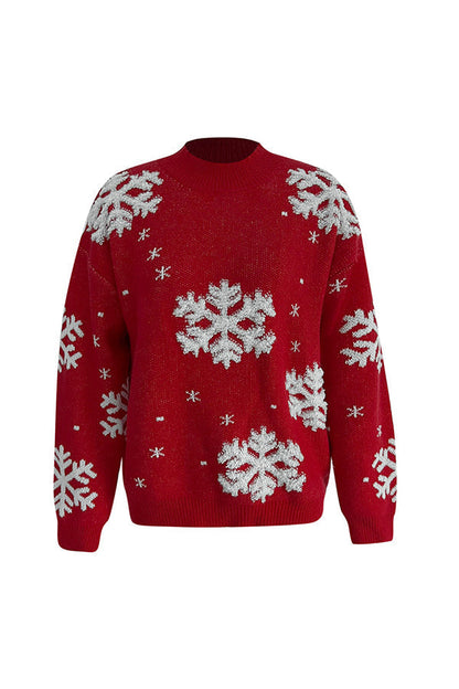 Suéter de punto con cuello alto y estampado navideño