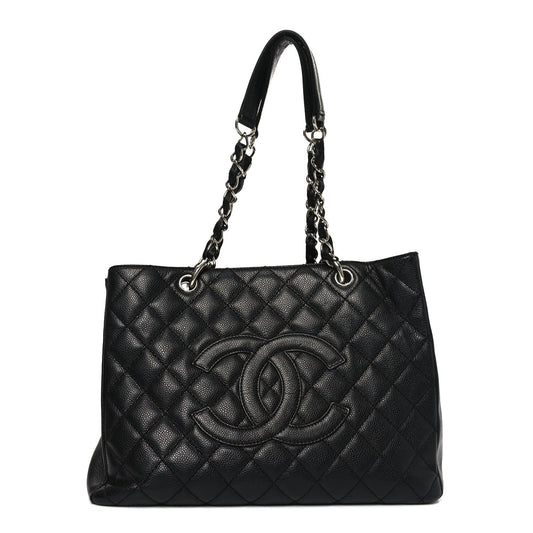 Caviar Quilted Grand Shopping Tote GST Black