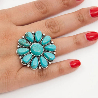 Floriana™ | Turquoise Alloy Flower Ring