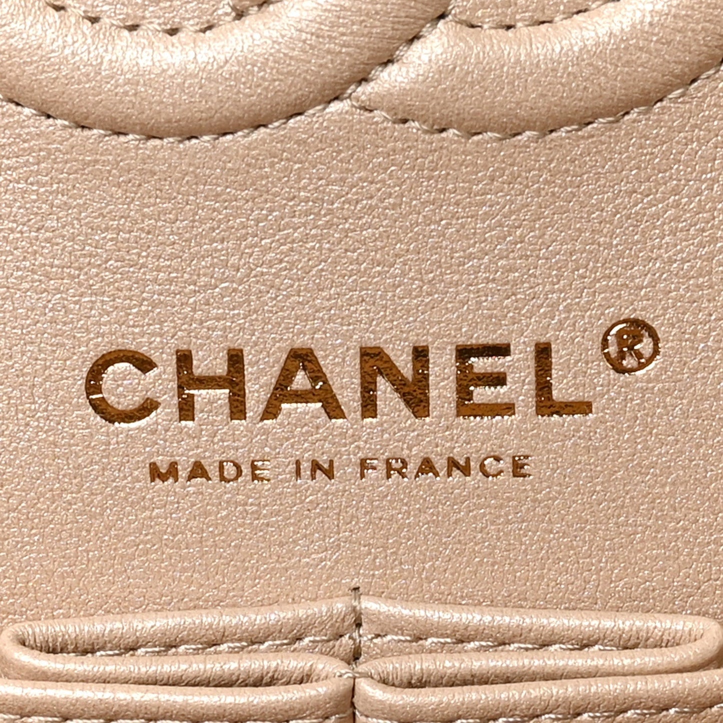 Metallic Caviar Quilted Small Double Flap Beige