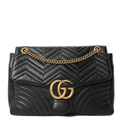 Calfskin Matelasse Large GG Marmont Shoulder Bag Black