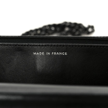 Lambskin Quilted Wallet On Chain WOC So Black