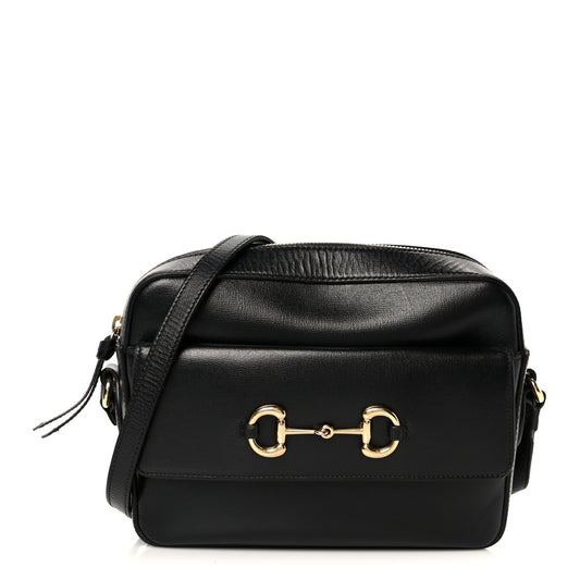 Textured Calfskin Small Horsebit 1955 Shoulder Bag Black