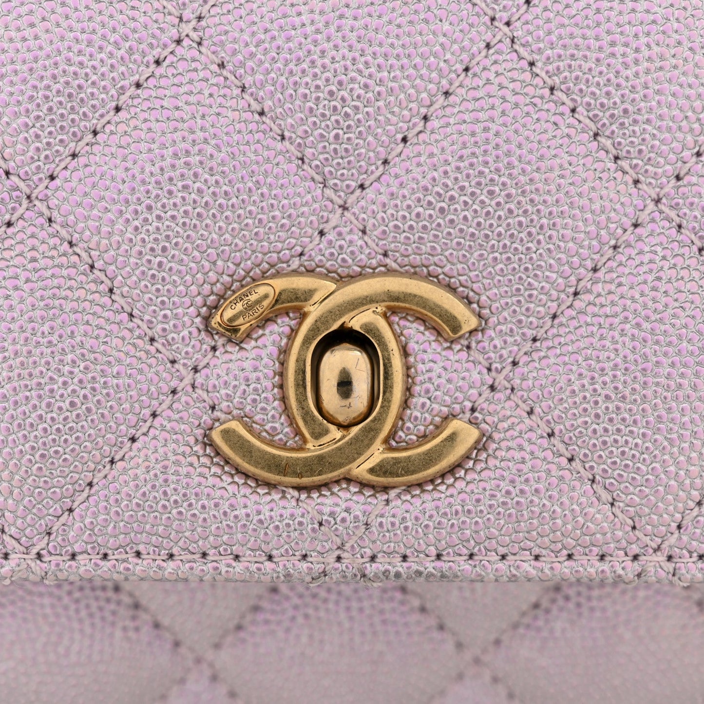 Metallic Caviar Quilted Mini Coco Handle Flap Light Pink