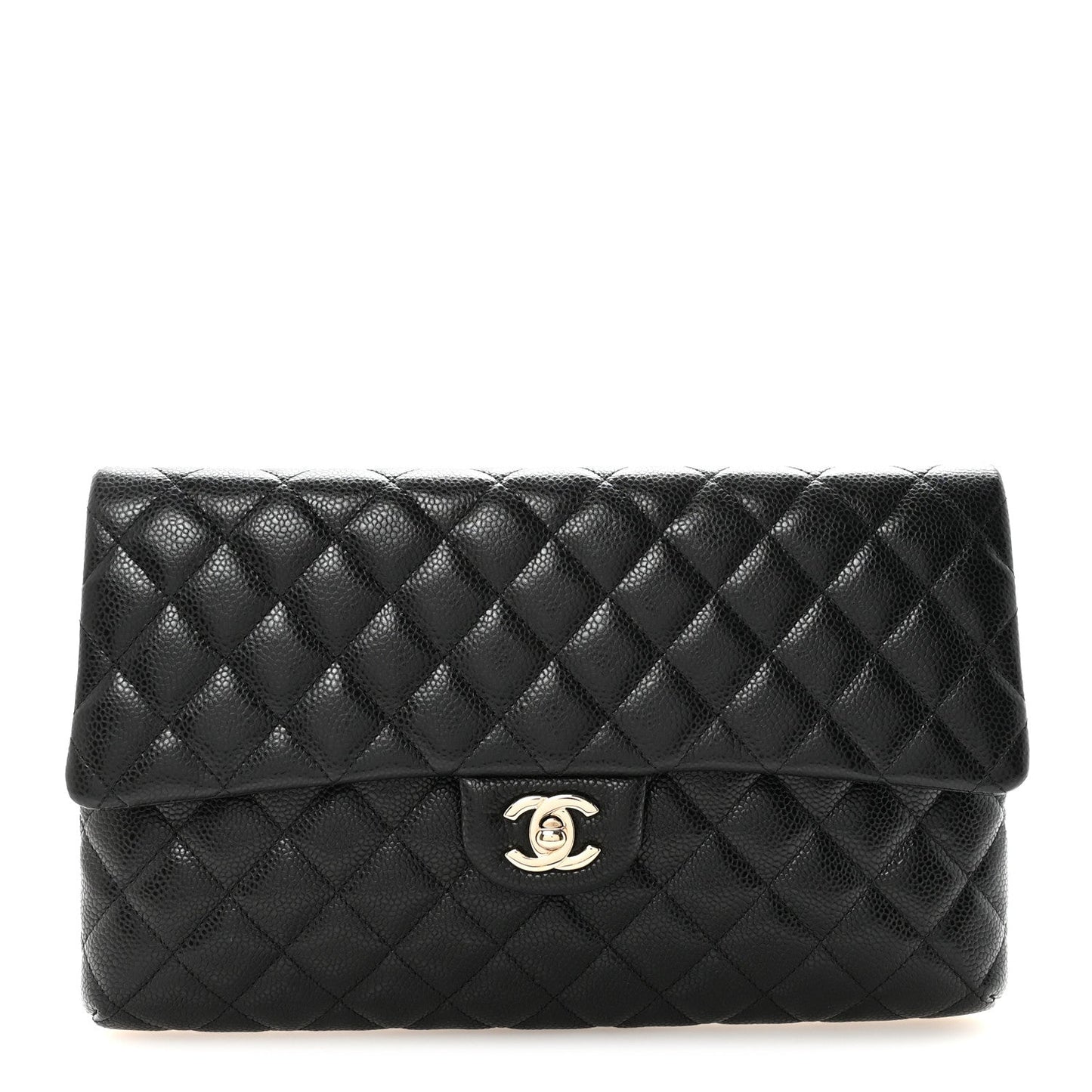 Caviar Quilted Flap Clutch Black