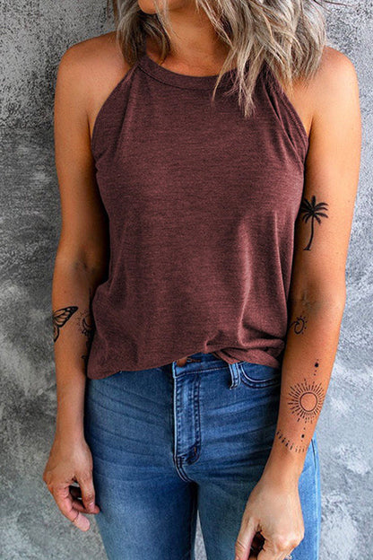 Top de verano con cuello redondo liso