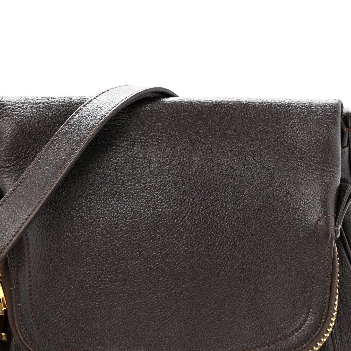 Grained Calfskin Medium Jennifer Crossbody Bag Brown