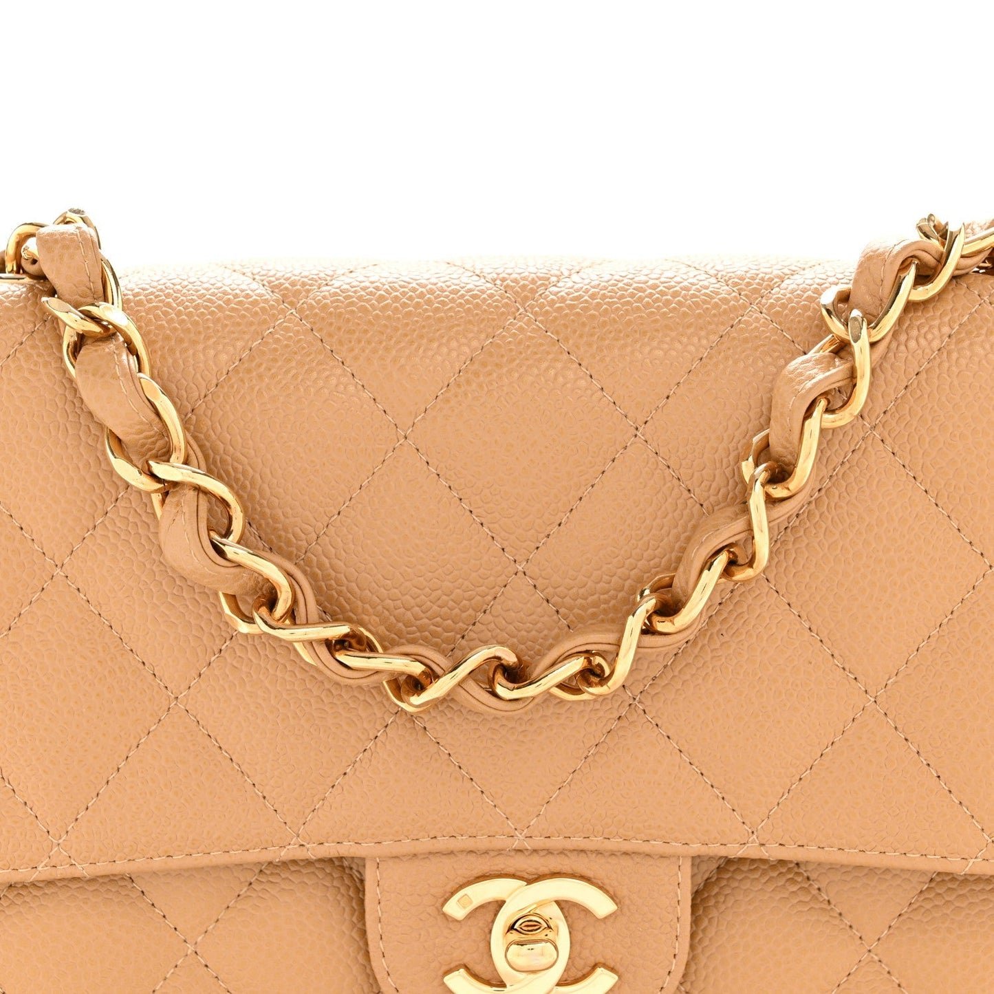Caviar Quilted XL Jumbo Single Flap Beige