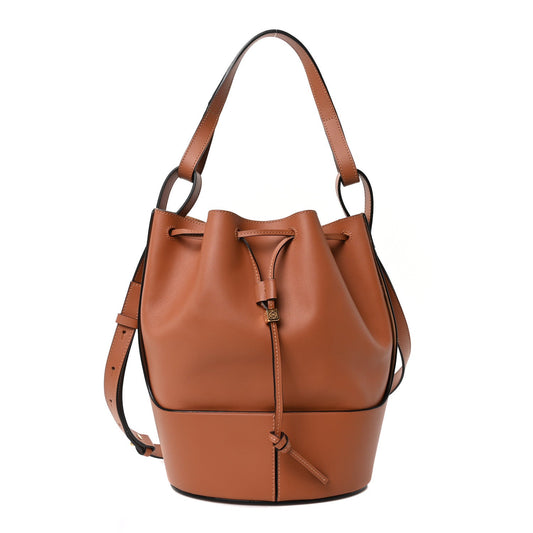 Calfskin Balloon Bucket Bag Tan