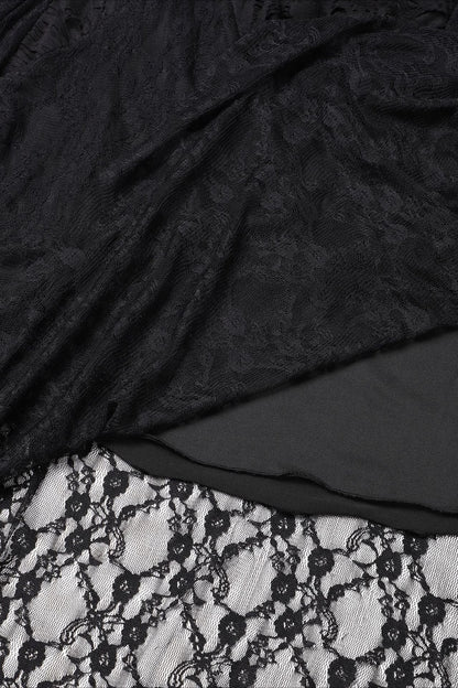 Gothic Lace Plus Size V-Neck Asymmetrical Maxi Dress