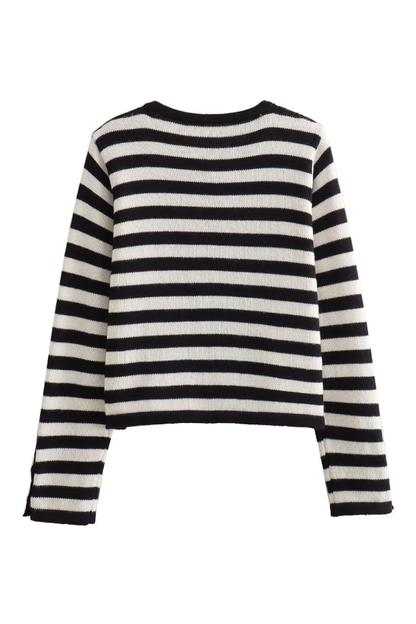 Cárdigan de rayas ajustado e informal de moda con top corto 